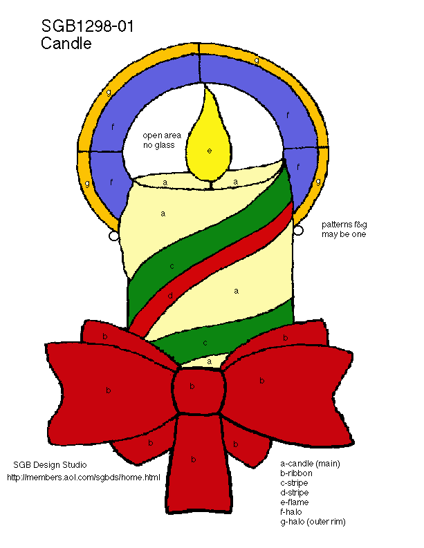 Christmas candle stained glass pattern