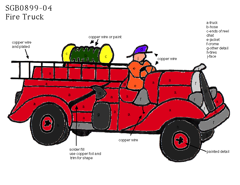 stained glass fire truck pattern