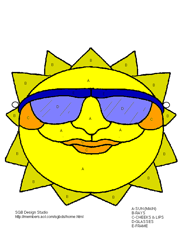 sun with glasses stained glass pattern