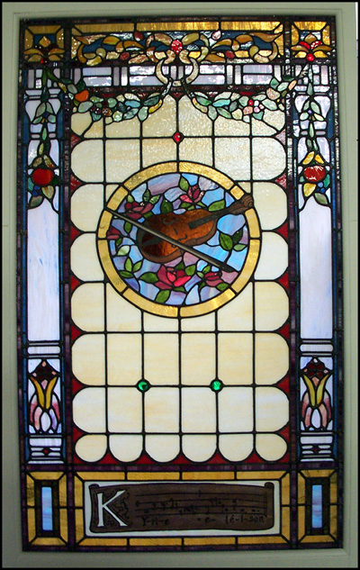 stained glass violin window