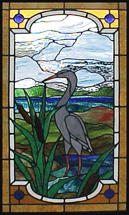 egret stained glass