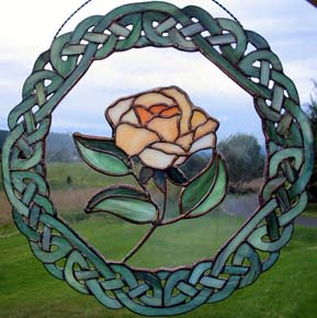 Celtic
                  Ring & Rose stained glass