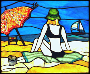 beach girl
                  stained glass