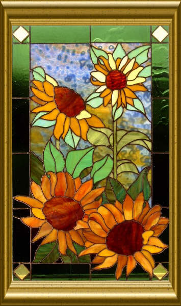 sunflowers stained glass