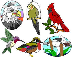 Birds '98 stained glass pattern set